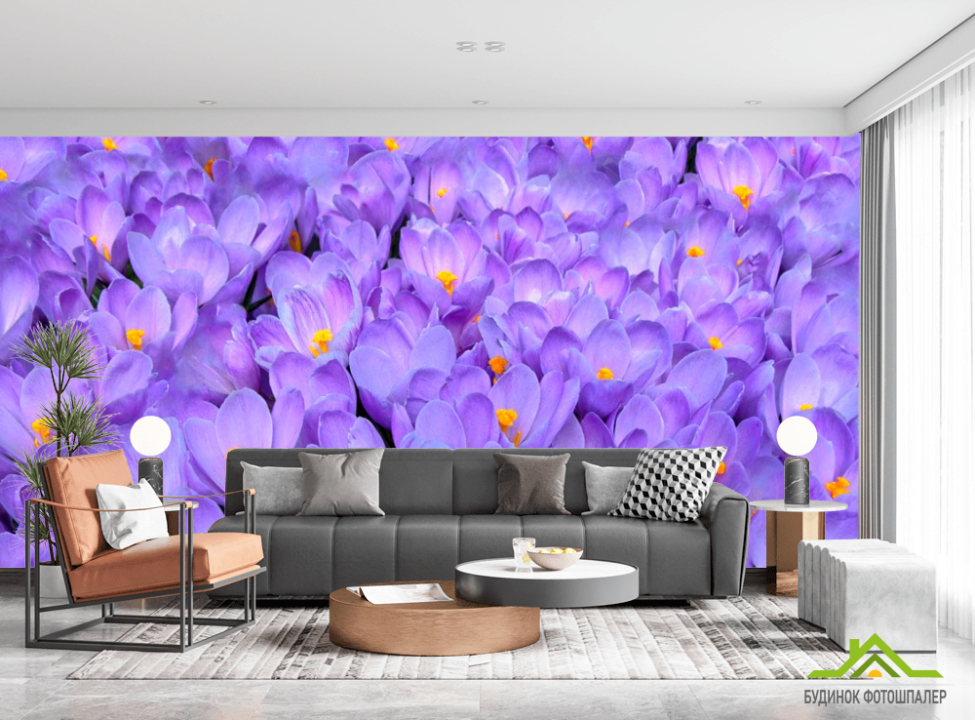 выбрать Фотообои Нежно-сиреневые подснежники Фотообои Подснежники на стену