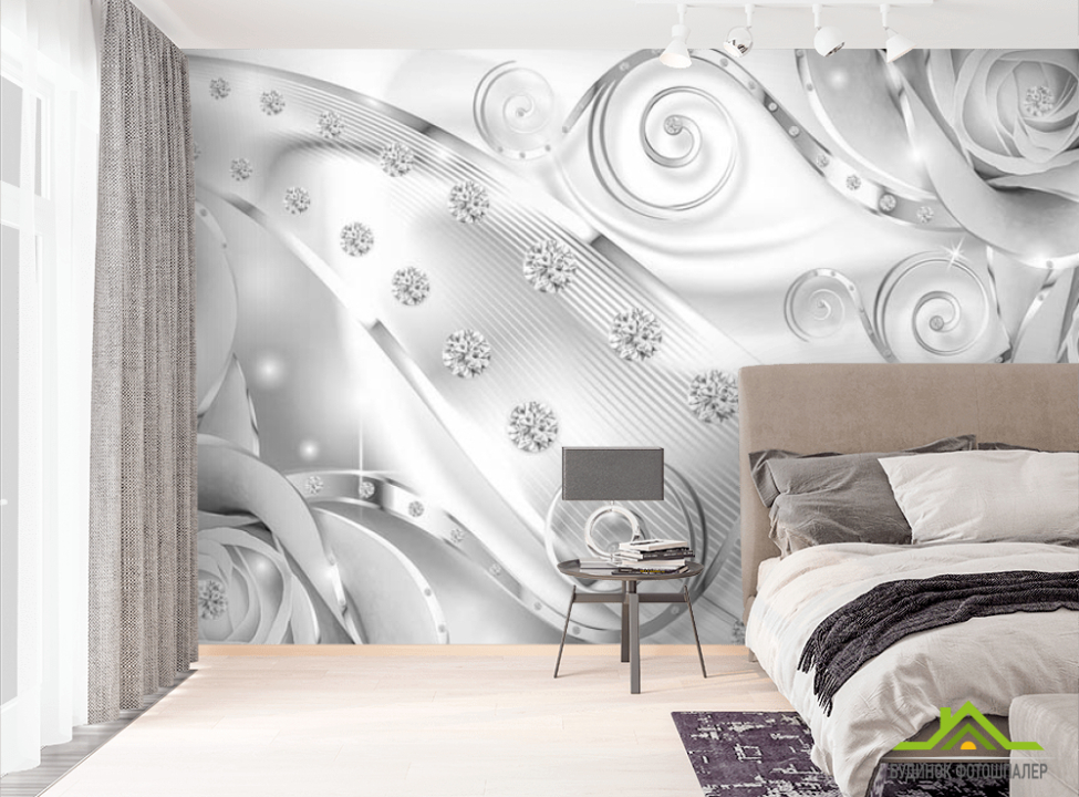 выбрать Фотообои диаманты на серых узорах Фотообои разные на стену