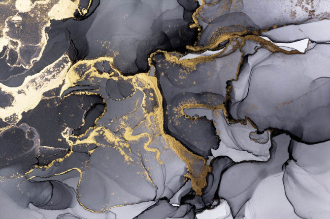 Фотошпалери Сірий флюїд з золотом