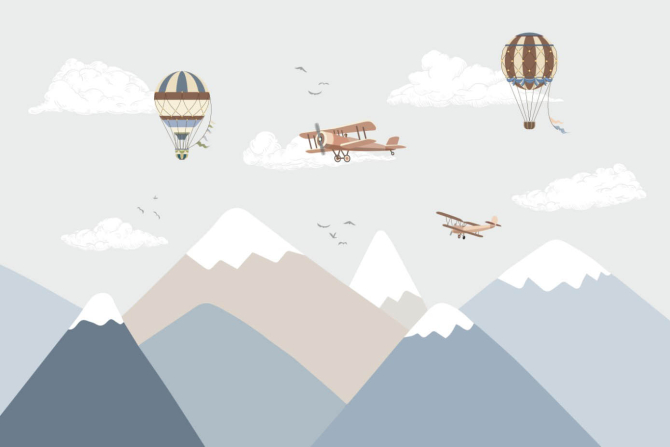 Фотошпалери Повітряні кулі і блакитні гори