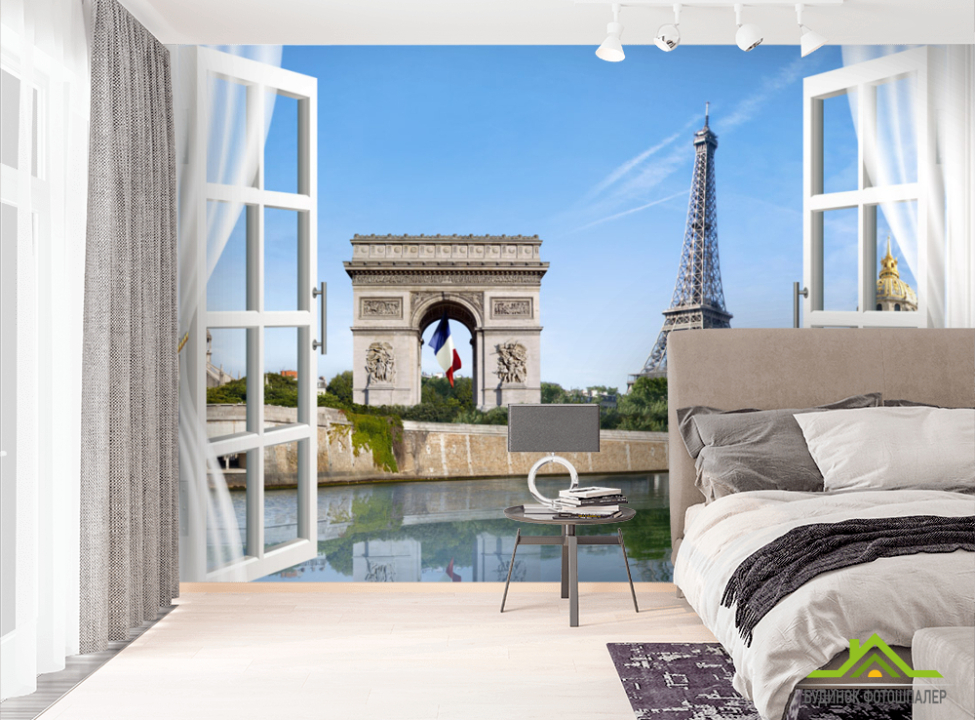 выбрать Фотошпалери Вид з вікна на Эйфилеву вежу Фотошпалери Вид з вікна на стіну