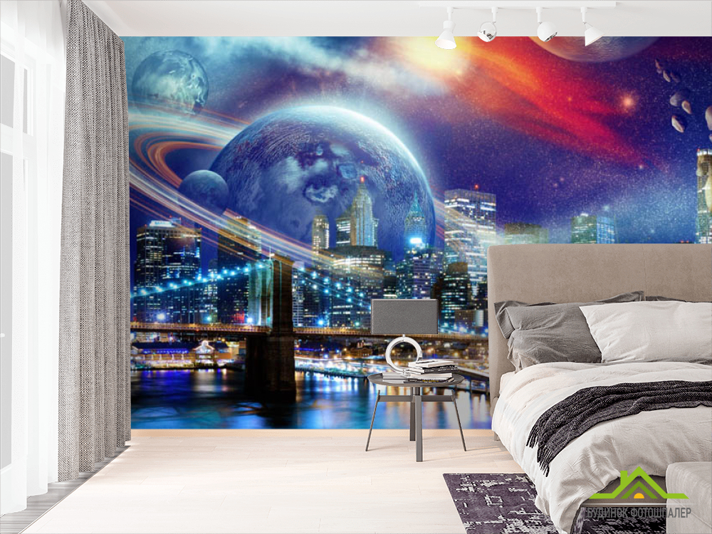 Фотошпалери місто і космос