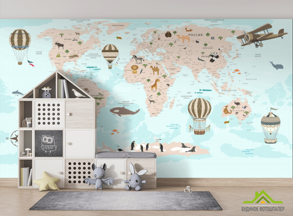 выбрать Шпалери в дитячу Карта Фотошпалери Розвиваючі карти на стіну