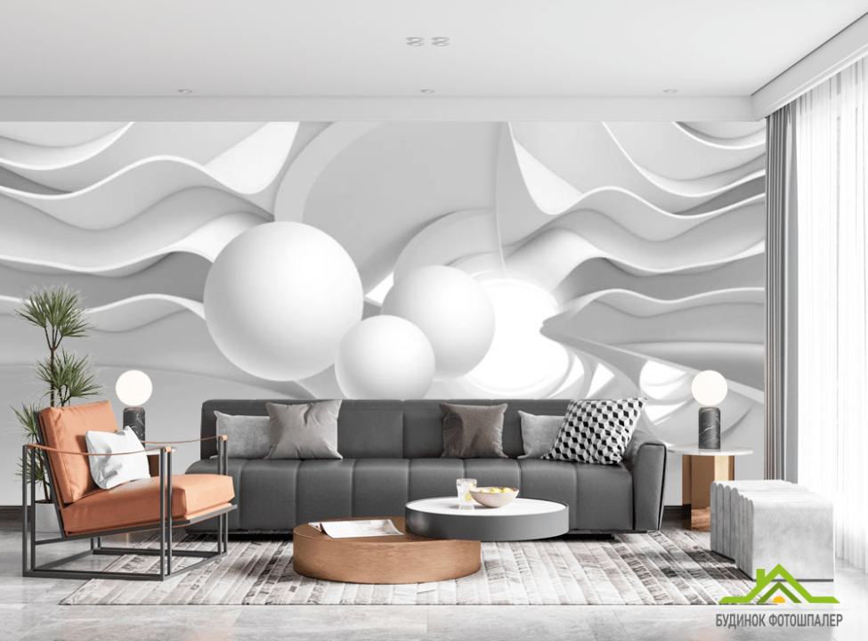 выбрать Фотообои 3д серые шары Фотообои 3Д на стену