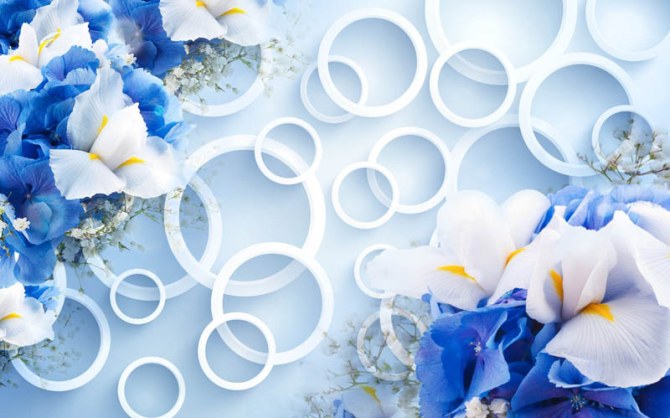 Фотошпалери 3Д кола з квітами