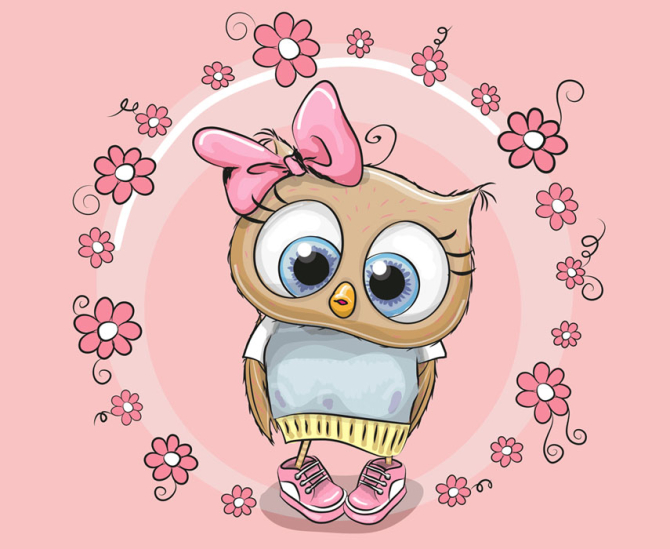 Фотообои Совушка на розовом фоне