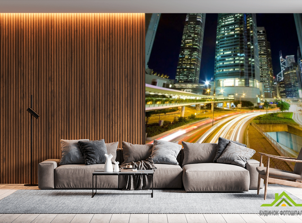 выбрать Фотообои Огоньки на дороге Фотообои Город на стену