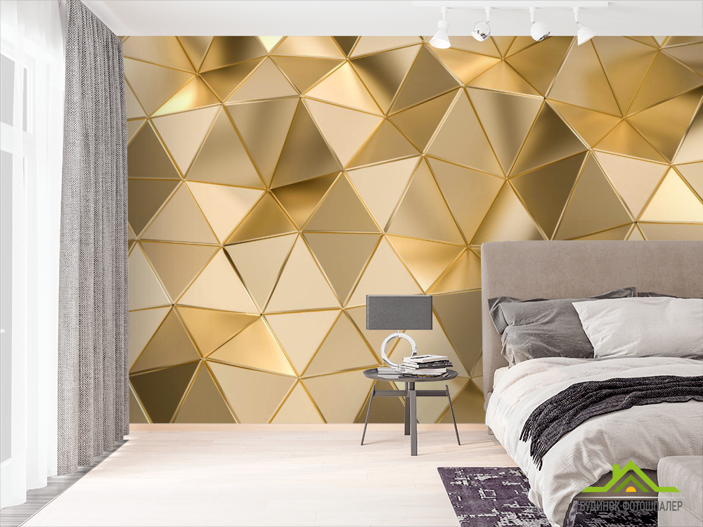 Фотошпалери 3Д золоті трикутники