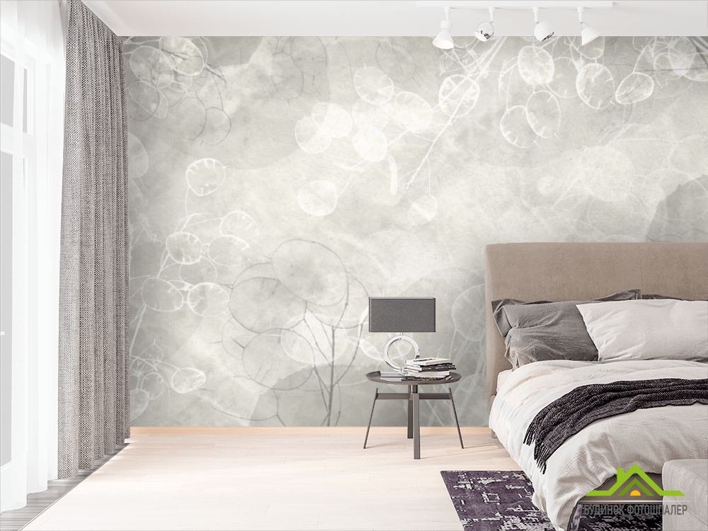 Фотообои Сухоцветы дизайнерские зеленые