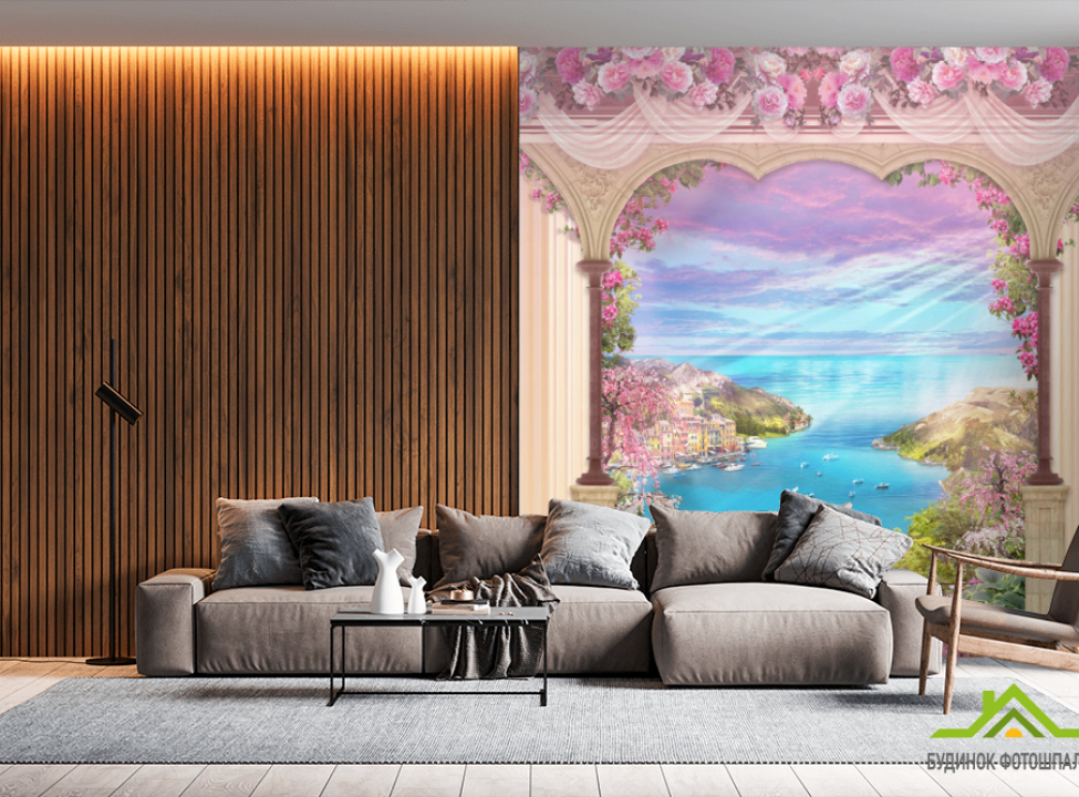 выбрать Фотошпалери Фреска арка з видом на море Фотошпалери Фрески на стіну