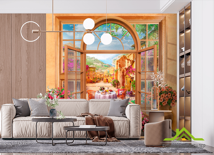 Фотообои Окно фреска