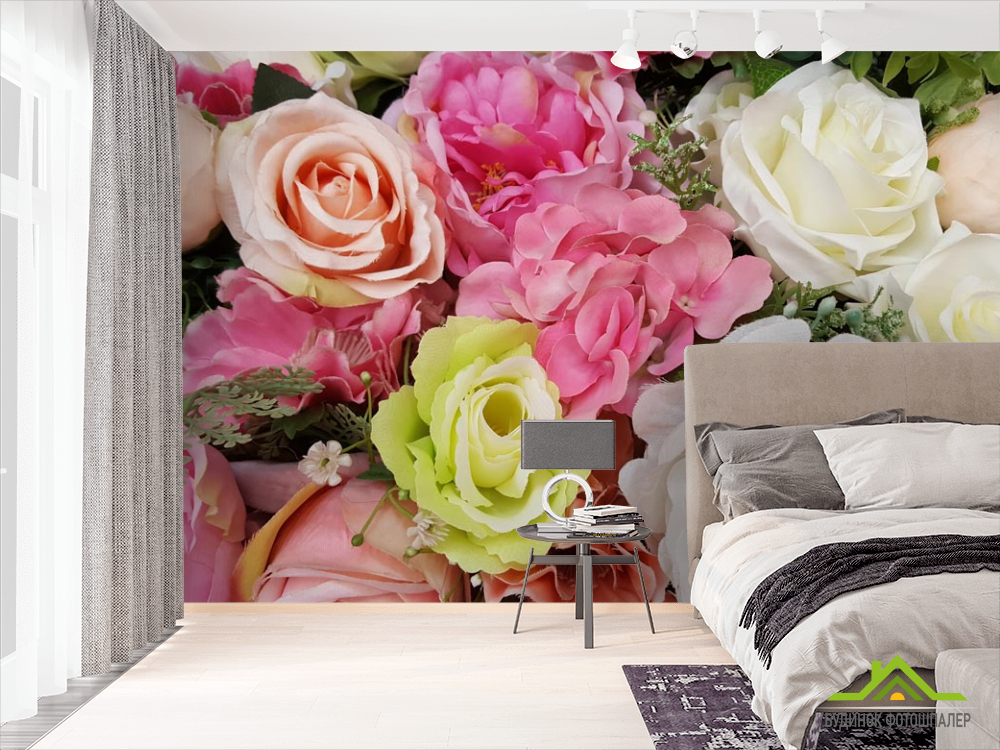 Фотошпалери квіти з тканини