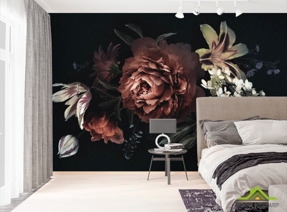 выбрать Фотообои Винтажный тёмный букет Фотообои Цветы на стену