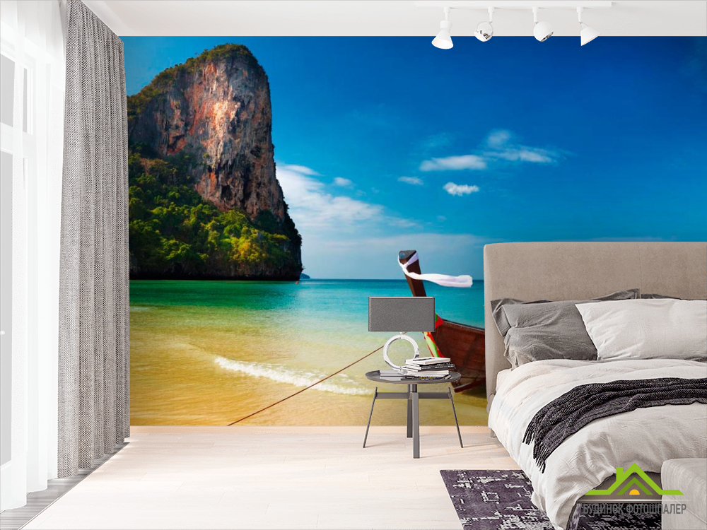 Фотообои Скала, две лодки