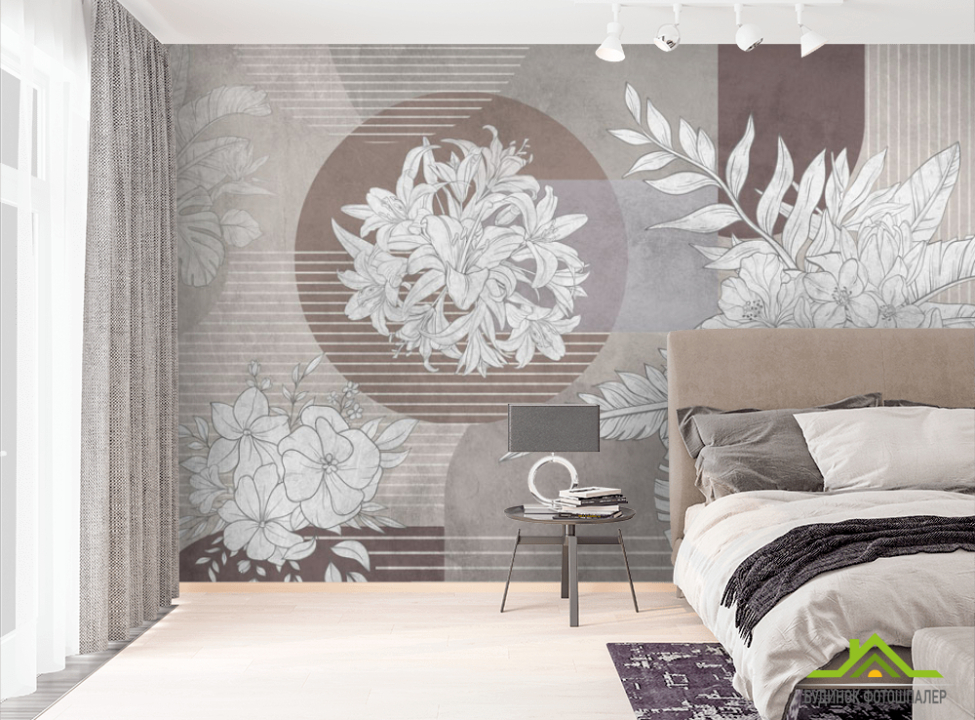 выбрать Фотообои Цветы и геометрические фигуры Эксклюзивные фотообои на стену