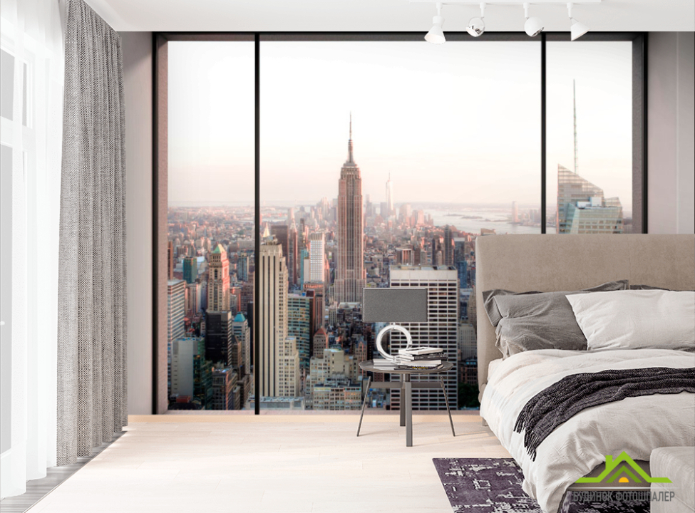 выбрать Фотошпалери Вид з вікна в мегаполіс Фотошпалери Вид з вікна на стіну