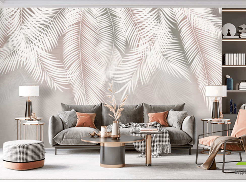 выбрать Фотообои бежевые листья на стену Фотообои Дизайнерские листья на стену