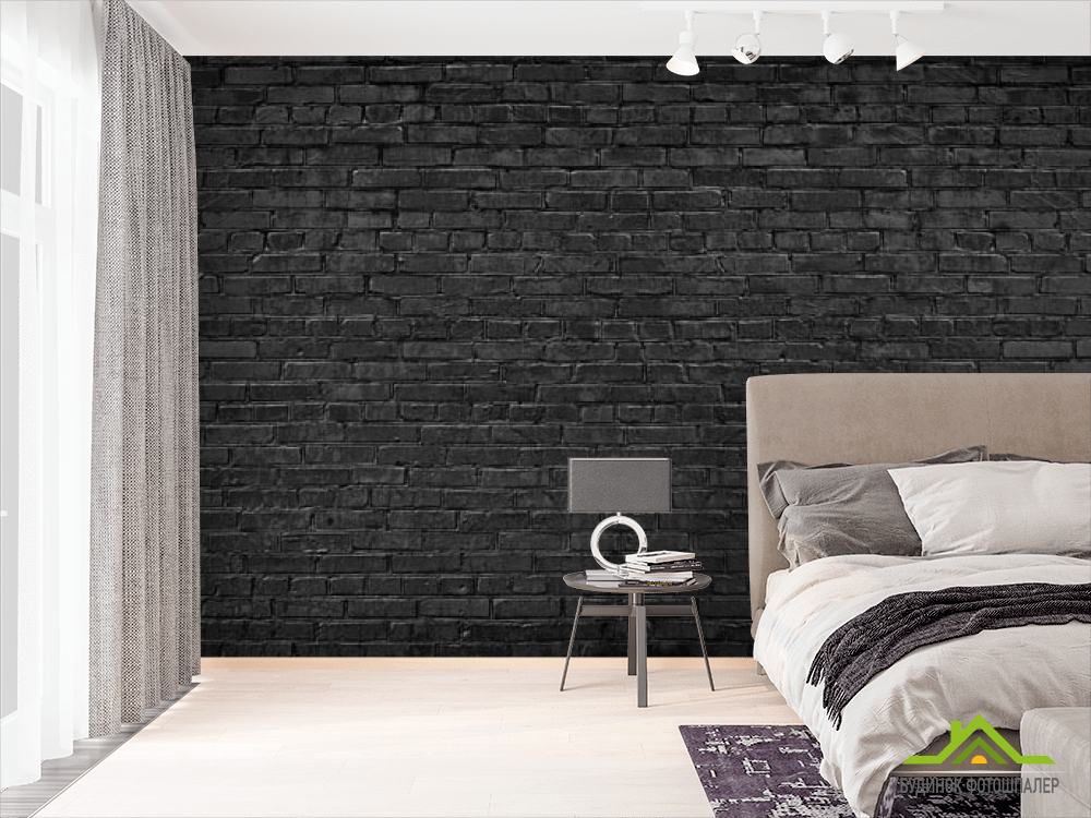 Фотошпалери чорна цегляна стіна