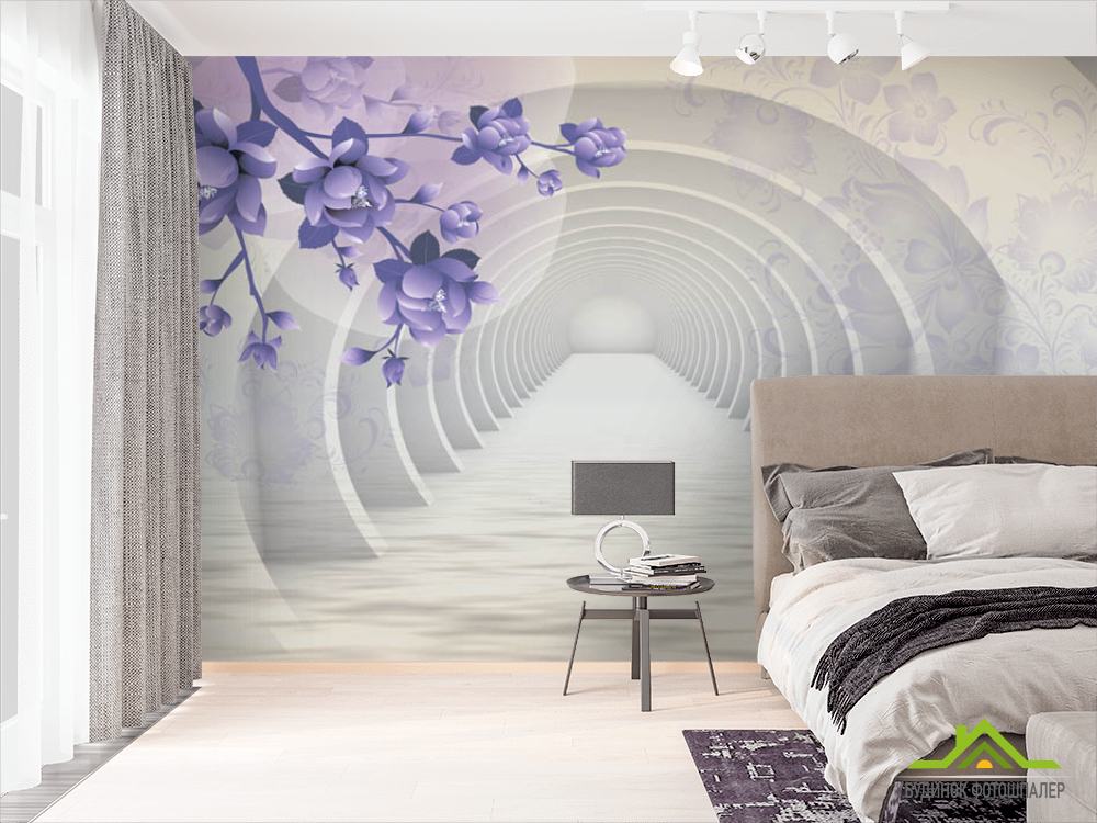 Фотошпалери Тунель з фіолетовими квітами