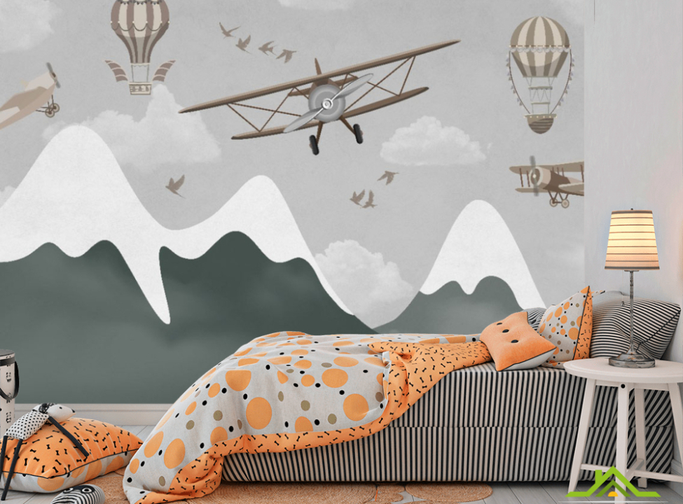 выбрать Фотообои детские горы и самолеты Фотообои Little kids на стену