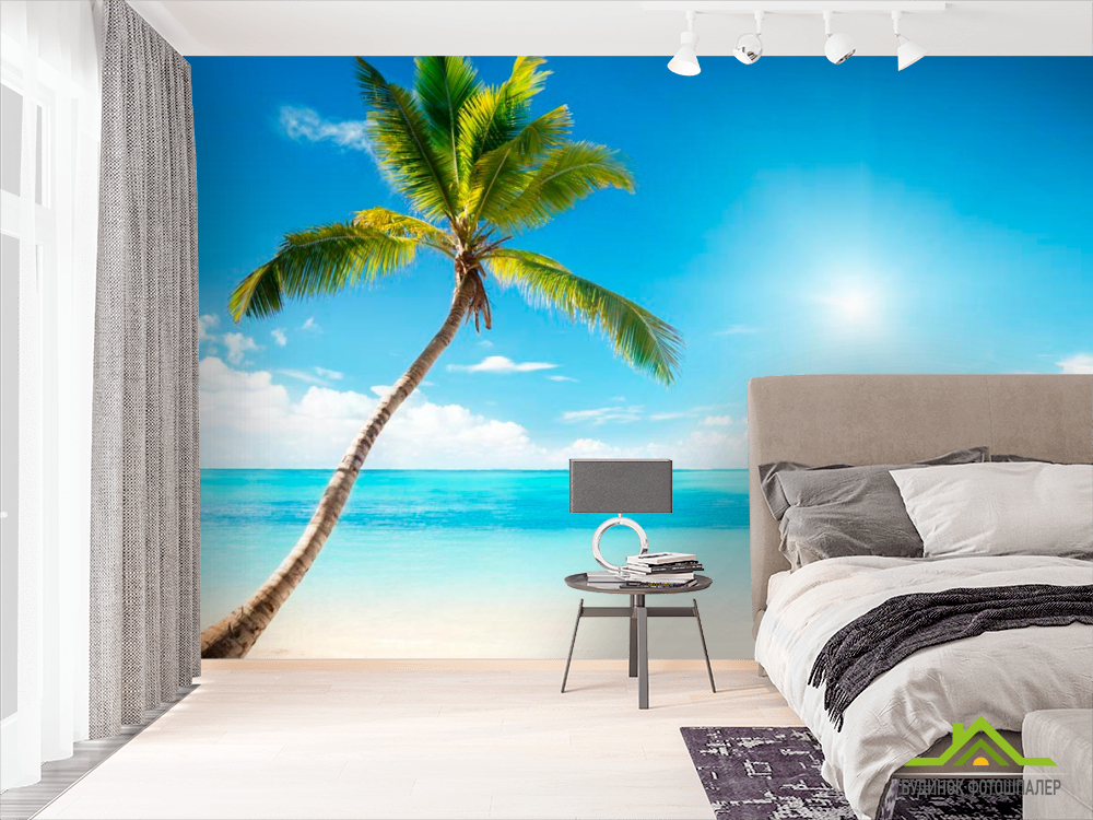 Фотообои Пальма, солнце, пляж