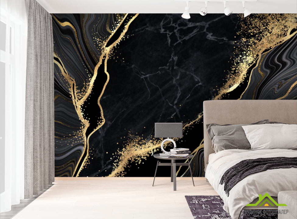 выбрать Фотошпалери чорний мармур з золотом Фотошпалери Fluid art на стіну