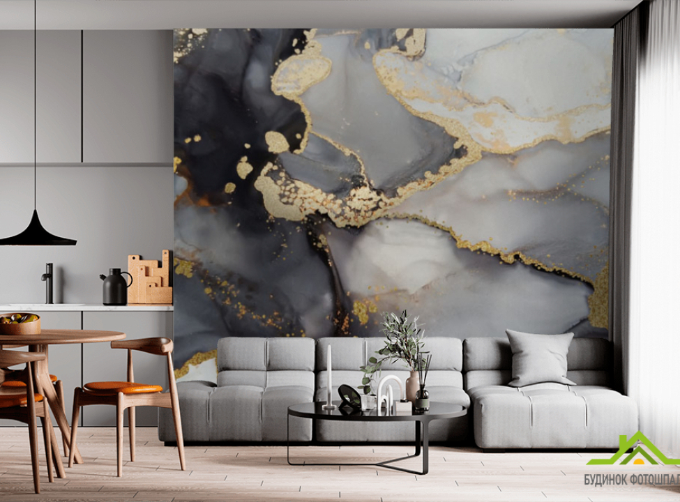 выбрать Фотообои чб флюид с золотом Фотообои с золочением на стену