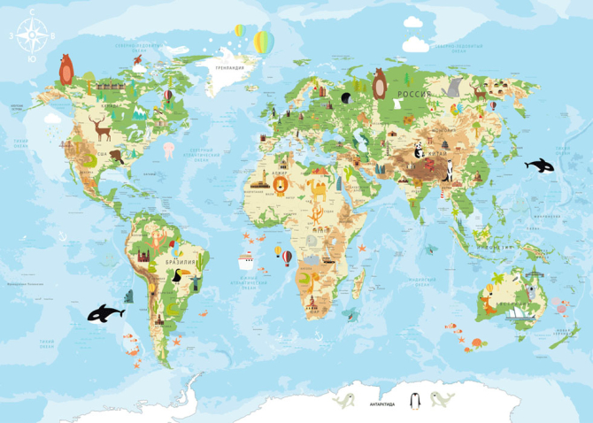 Шпалери в дитячу Карта