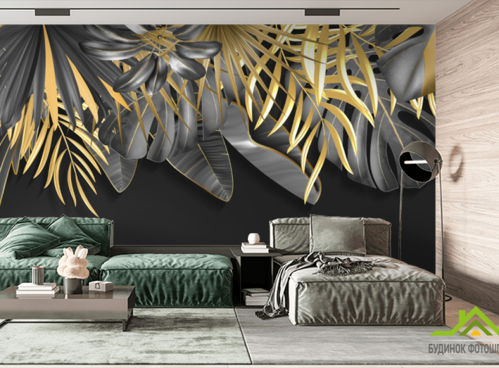 выбрать Фотообои золотые листья Фотообои с золочением на стену