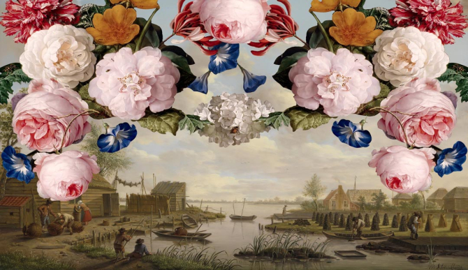 Фотошпалери Вінтажний принт з квітами