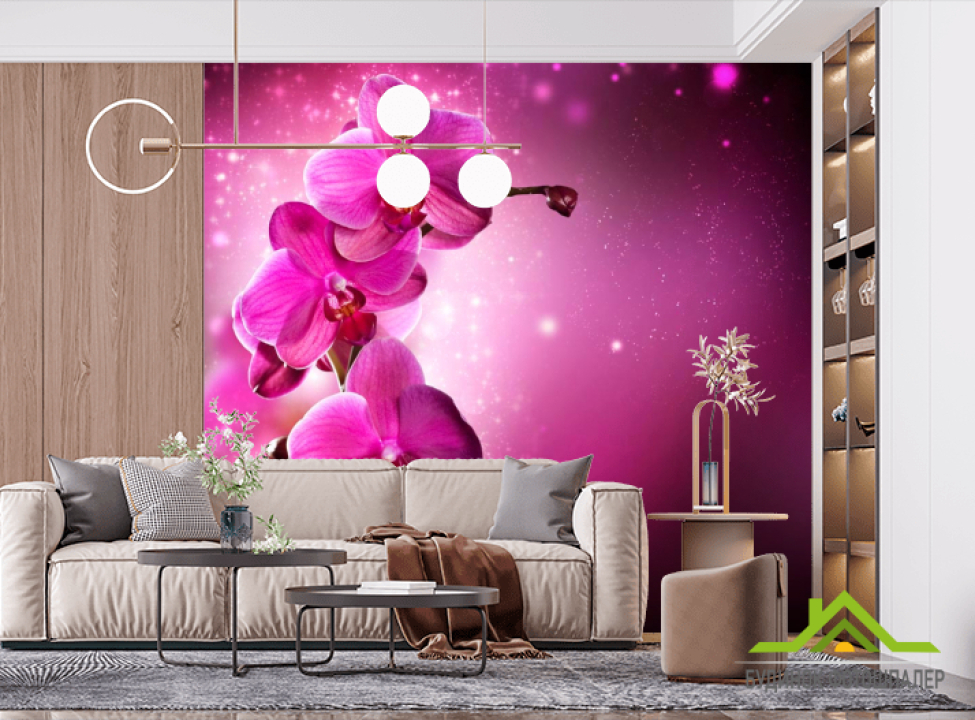 выбрать Фотошпалери Малинові орхідеї гілкою Фотошпалери Квіти на стіну