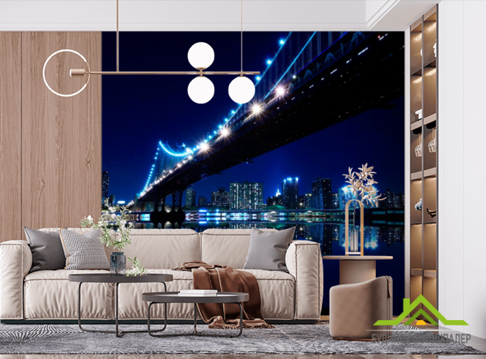 выбрать Фотошпалери Міст вода ніч New York Фотошпалери Нью Йорк на стіну