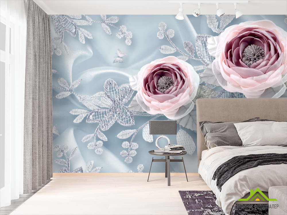 Фотошпалери Тканинні 3д квіти