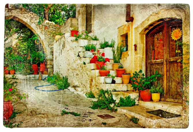 Фотошпалери Квіти в горщиках на сходинках