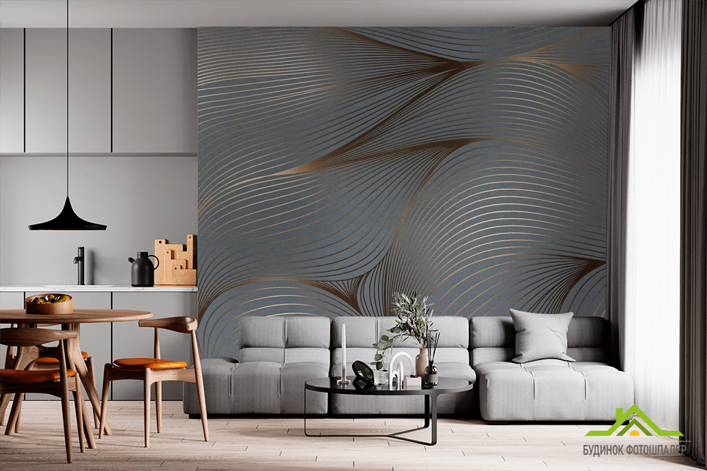 Фотошпалери хвилі із золотом