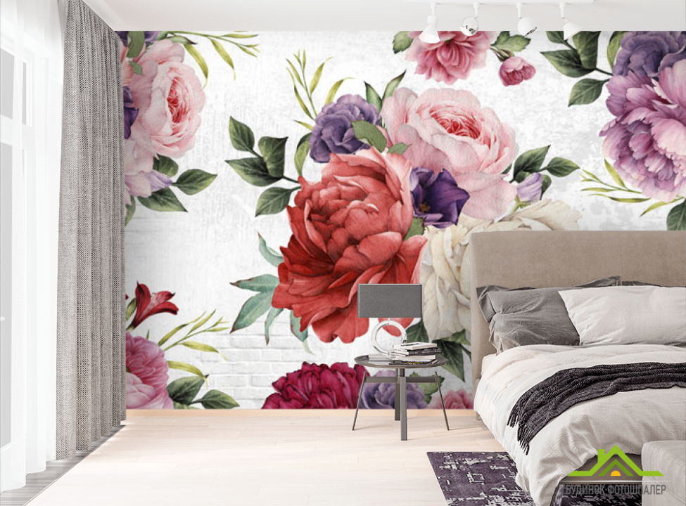выбрать Фотообои Винтажные яркие цветы Фотообои Цветы на стену