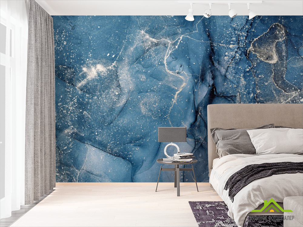 Фотошпалери Синій флюїд з сріблом