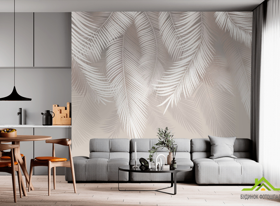 выбрать Фотообои графические  пальмовые листья Фотообои Дизайнерские листья на стену