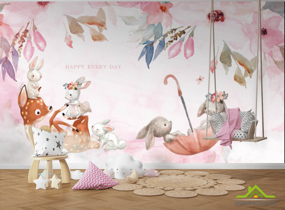 выбрать Фотообои Акварельные зверюшки Фотообои в детскую на стену