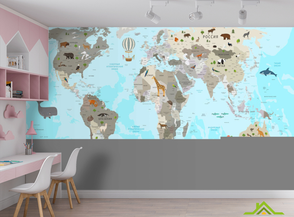 выбрать Фотообои Карта в детскую Фотообои Развивающие карты на стену