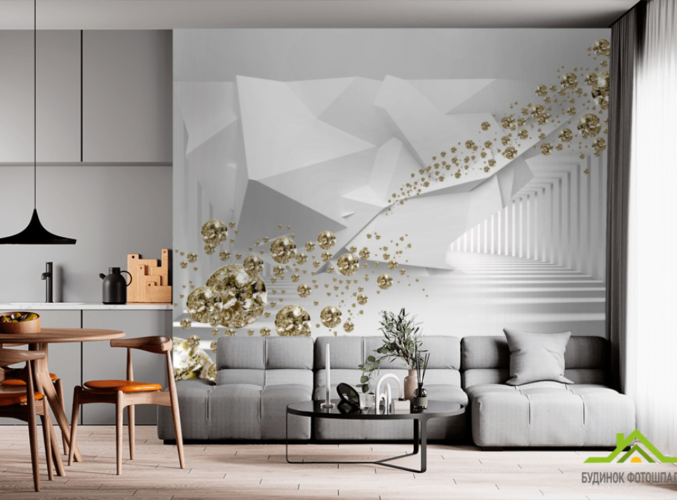 выбрать Фотообои тонель с золотыми камнями Фотообои с золочением на стену