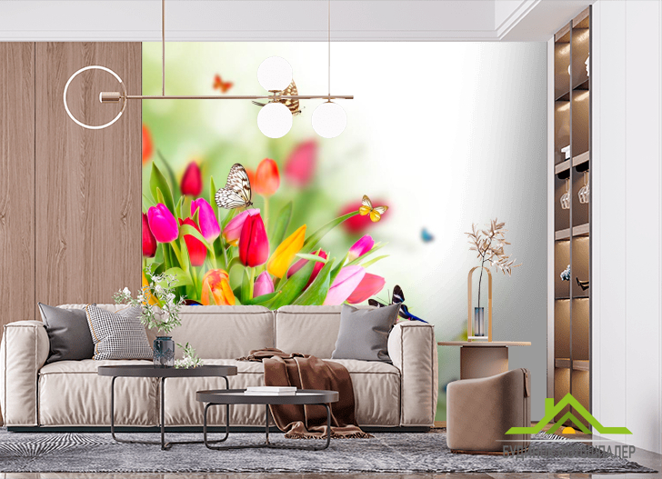 Фотошпалери Тюльпани і метелики