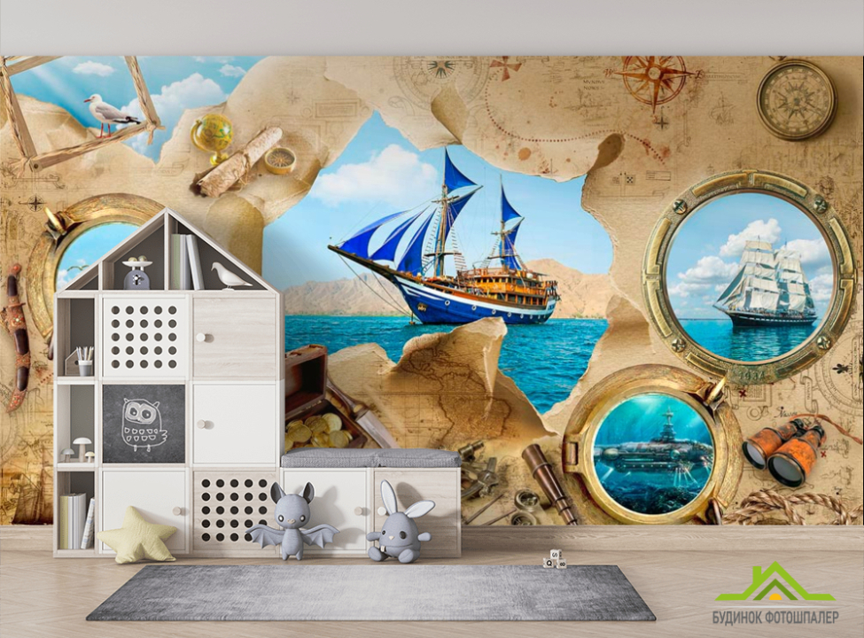 выбрать Фотообои Пиратская карта Фотообои пираты на стену