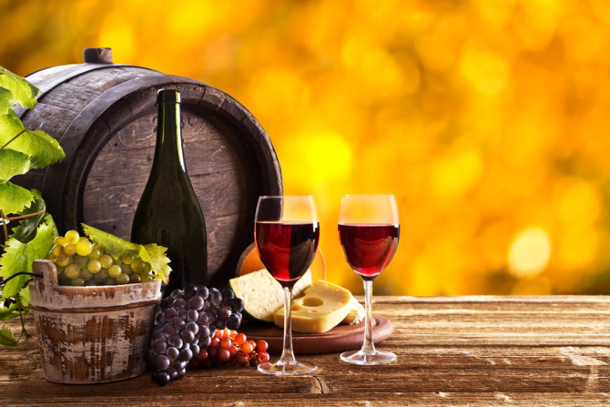 Фотошпалери в бочці вино