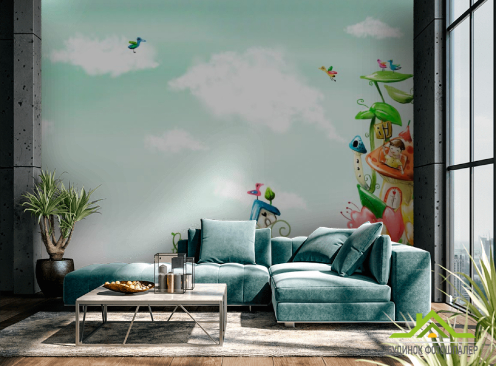 выбрать Фотообои Домик в цветах Фотообои Иллюстрации на стену