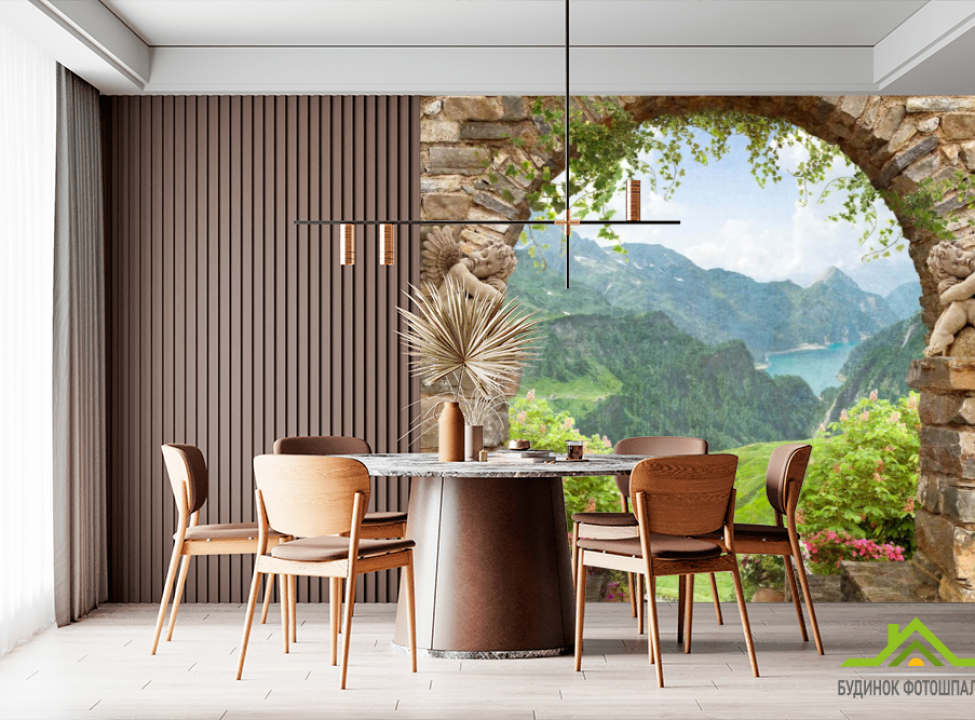 выбрать Фотообои Вид на горы Фотообои Вид из окна на стену