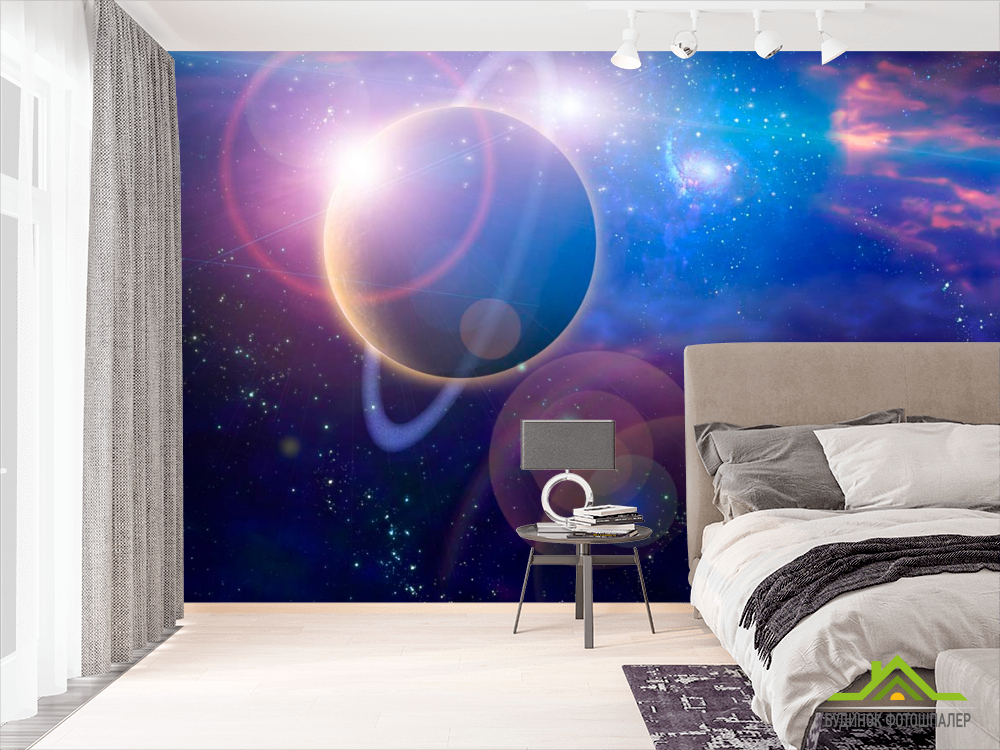 Фотообои Планета и млечный путь