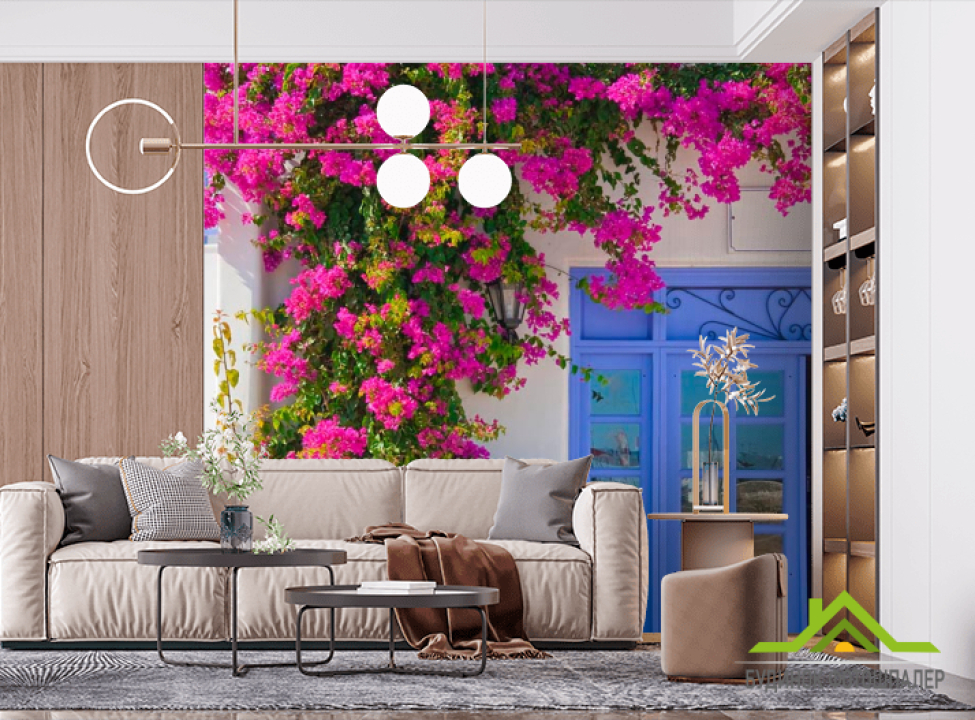 выбрать Фотошпалери Квіти на вході в будинок Фотошпалери Вулиці на стіну