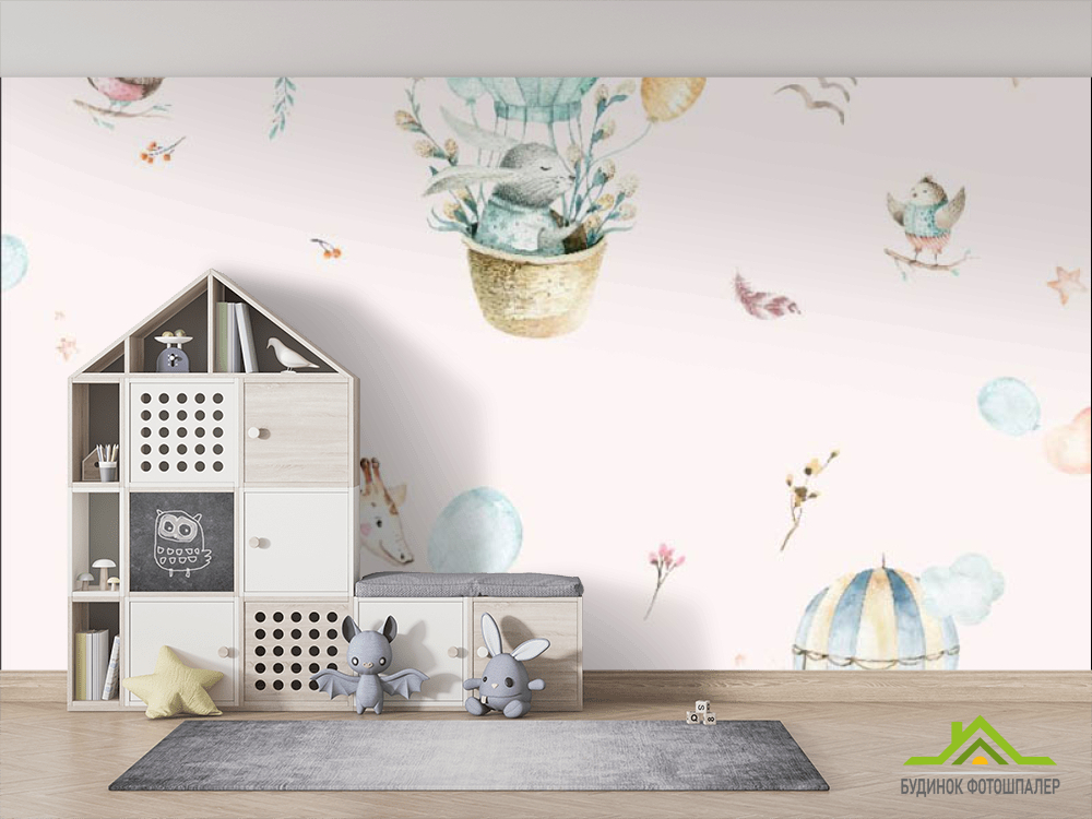 Фотошпалери Тварини в повітряній кульці патерн