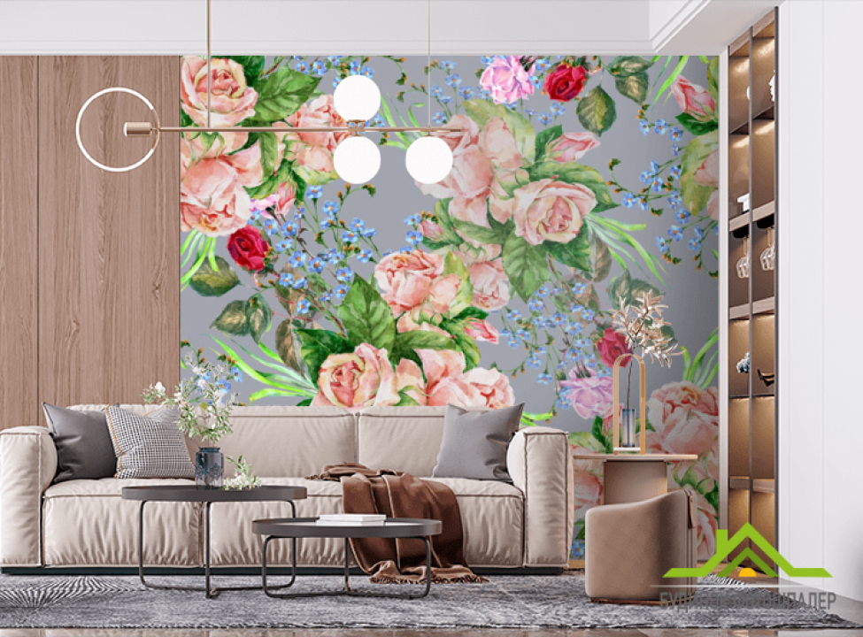 выбрать Фотообои Принт винтажные цветы Фотообои Цветы на стену